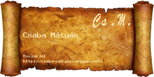 Csaba Mátyás névjegykártya